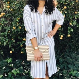 Charlotte dress/kimono in blue and white stripes